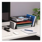 Metal Mesh Desktop Organizer Letter Tray, 6 Sections, Letter Size, 9.15 x 16.75 x 6, Black