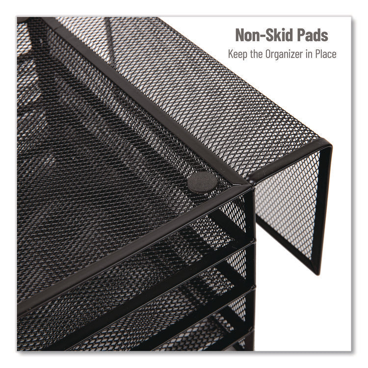 Metal Mesh Desktop Organizer Letter Tray, 6 Sections, Letter Size, 9.15 x 16.75 x 6, Black