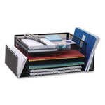 Metal Mesh Desktop Organizer Letter Tray, 6 Sections, Letter Size, 9.15 x 16.75 x 6, Black