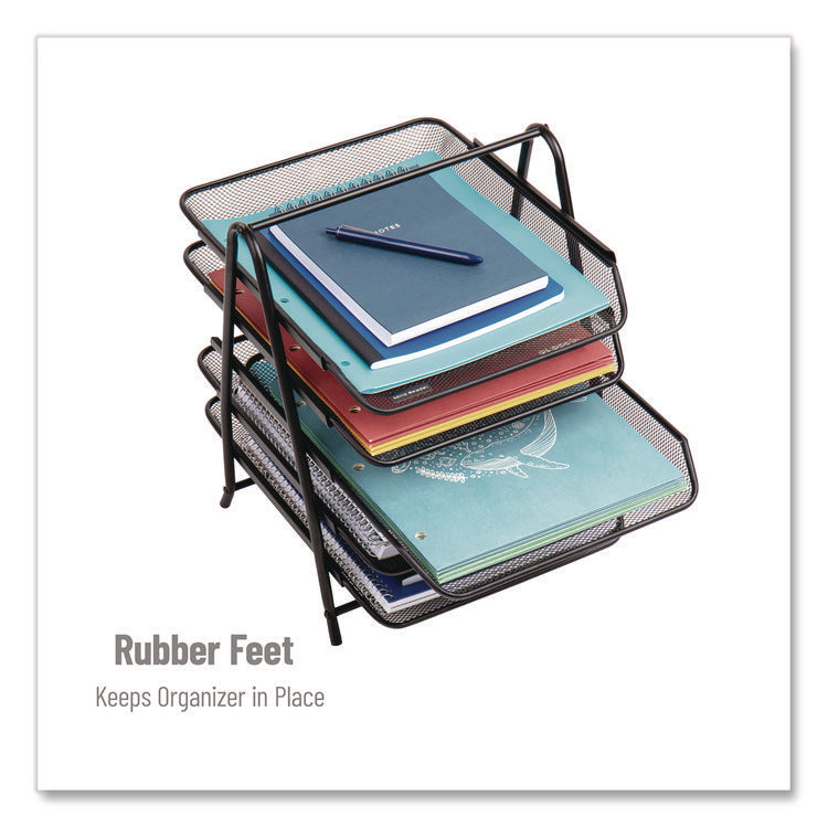 Metal Mesh Desk Tray Organizer, 5-Tier, Letter Size, 14 x 11.75 x 14.5, Black