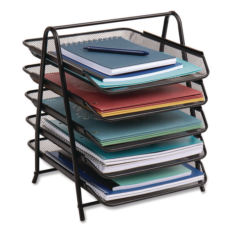 Metal Mesh Desk Tray Organizer, 5-Tier, Letter Size, 14 x 11.75 x 14.5, Black