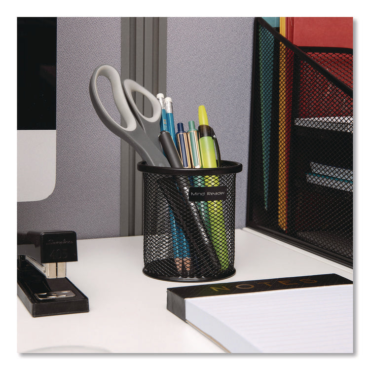 Metal Mesh Utensil Holder, 3.5" dia x 3.7"h, Black, 3/Pack