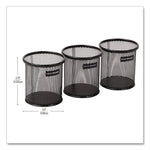 Metal Mesh Utensil Holder, 3.5" dia x 3.7"h, Black, 3/Pack