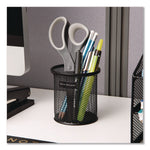 Metal Mesh Utensil Holder, 3.5" dia x 3.7"h, Black, 3/Pack