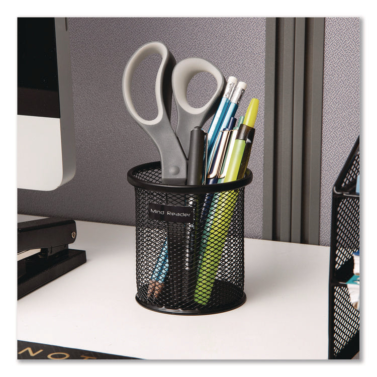 Metal Mesh Utensil Holder, 3.5" dia x 3.7"h, Black, 3/Pack