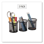 Metal Mesh Utensil Holder, 3.5" dia x 3.7"h, Black, 3/Pack
