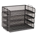 Stackable Paper Desk Tray Organizer, Letter Size, 9.75 x 14 x 3.25, Black, 4/Pack