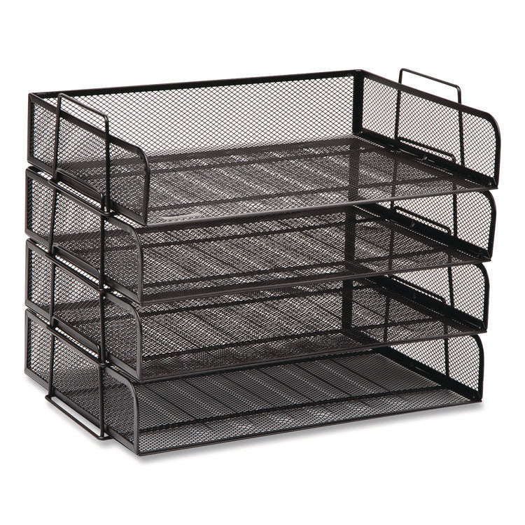 Stackable Paper Desk Tray Organizer, Letter Size, 9.75 x 14 x 3.25, Black, 4/Pack