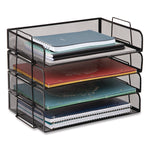 Stackable Paper Desk Tray Organizer, Letter Size, 9.75 x 14 x 3.25, Black, 4/Pack