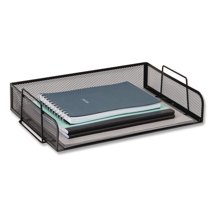 Stackable Paper Desk Tray Organizer, Letter Size, 9.75 x 14 x 3.25, Black, 4/Pack