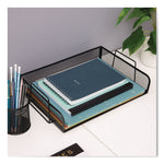 Stackable Paper Desk Tray Organizer, Letter Size, 9.75 x 14 x 3.25, Black, 4/Pack