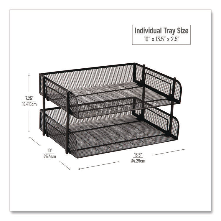 Stackable Paper Desk Tray Organizer, Letter Size, 10 x 13.5 x 2.5, Black, 2/Pack