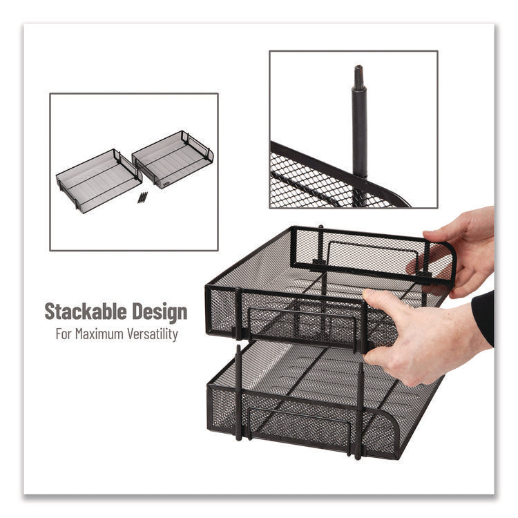 Stackable Paper Desk Tray Organizer, Letter Size, 10 x 13.5 x 2.5, Black, 2/Pack