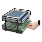 Stackable Paper Desk Tray Organizer, Letter Size, 10 x 13.5 x 2.5, Black, 2/Pack