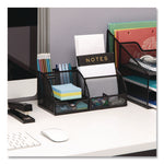 7-Compartment Metal Desk Organizer, 11 x 5.5 x 5, Black Metal Mesh
