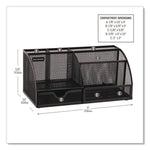 7-Compartment Metal Desk Organizer, 11 x 5.5 x 5, Black Metal Mesh