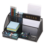 7-Compartment Metal Desk Organizer, 11 x 5.5 x 5, Black Metal Mesh