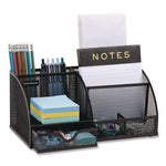 7-Compartment Metal Desk Organizer, 11 x 5.5 x 5, Black Metal Mesh