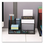 7-Compartment Metal Desk Organizer, 11 x 5.5 x 5, Black Metal Mesh