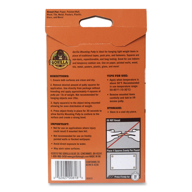 Removable Mounting Putty, Repositionable and Reusable, 2 oz, 84 Squares/Pack