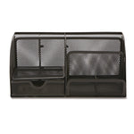 7-Compartment Metal Desk Organizer, 11 x 5.5 x 5, Black Metal Mesh