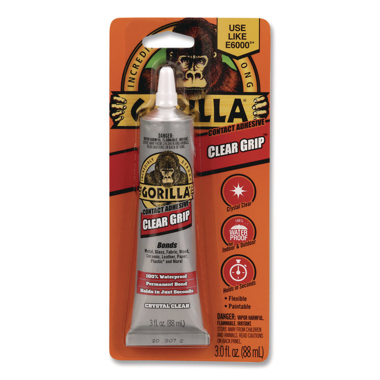 Clear Grip Contact Adhesive, 3 oz Tube, Dries Clear