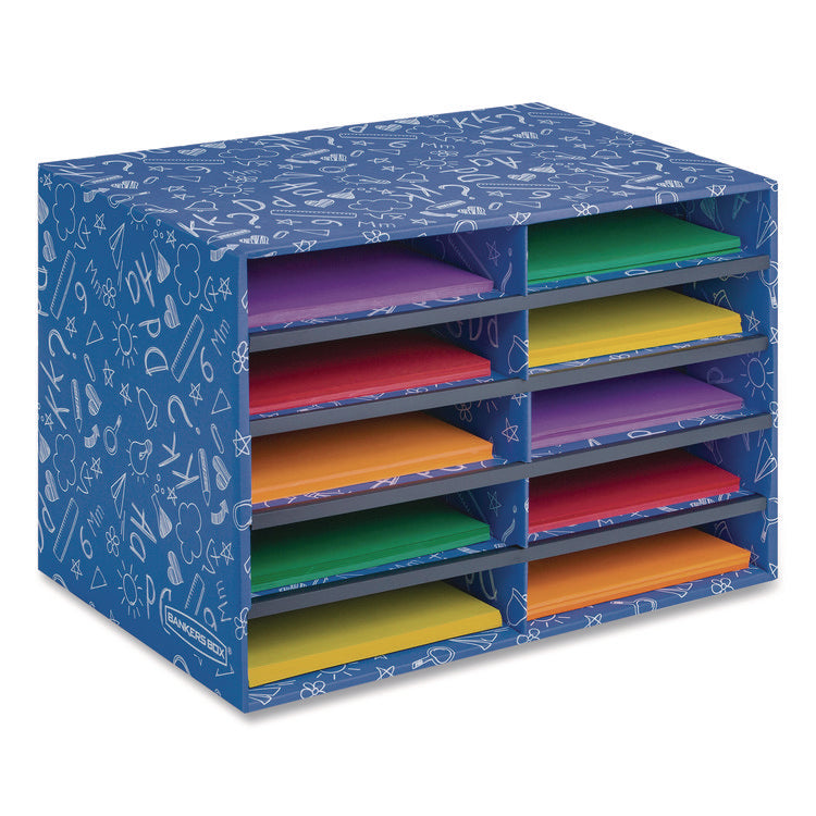 Classroom Collection Literature Sorter, 10 Sections, 19.5 x 12.27, Blue