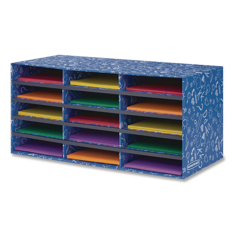 Classroom Collection Literature Sorter, 15 Sections, 28.5 x 12.37, Blue