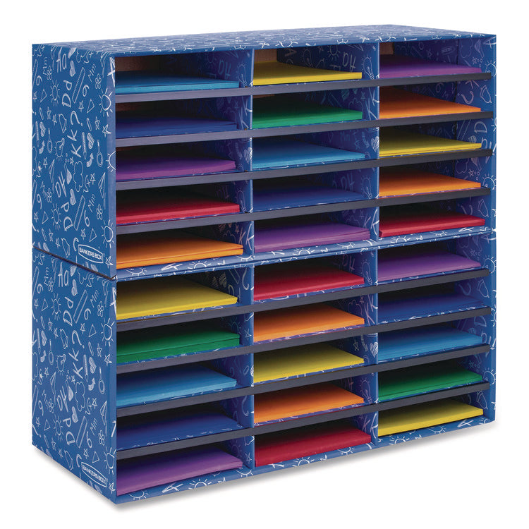 Classroom Collection Literature Sorter, 30 Sections, 28.5 x 12.37, Blue, 2/Carton