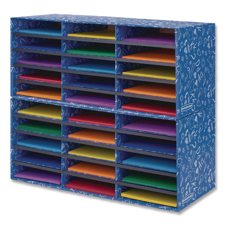 Classroom Collection Literature Sorter, 30 Sections, 28.5 x 12.37, Blue, 2/Carton