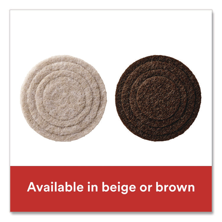 Custom Fit Felt Pads, 1.5" dia, Beige, 30/Pack