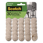 Custom Fit Felt Pads, 1.5" dia, Beige, 30/Pack