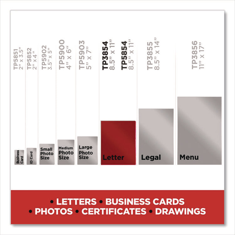 Laminating Pouches, 3 mil, 8.9" x 11.4", Clear, 150/Pack