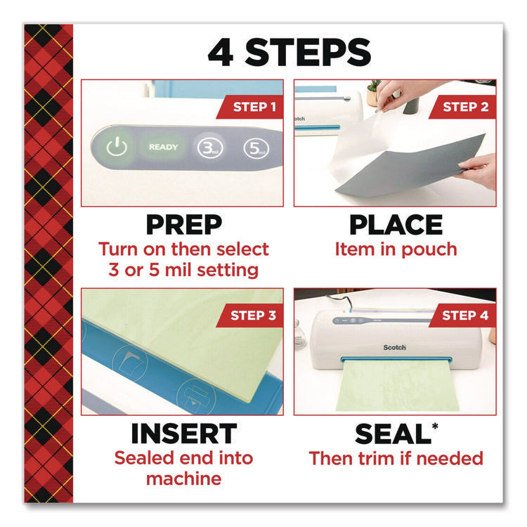 Laminating Pouches, 3 mil, 8.9" x 11.4", Clear, 150/Pack