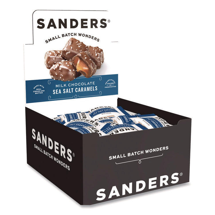 Small Batch Wonders Snack-Size Milk Chocolate Sea Salt Caramels, 0.5 oz Individually Wrapped, 48/Box