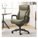 Arcadian Bonded Leather Executive Chair, Supports Up to 275 lb, 19" x 22" Seat Height, Olive Back/Seat, Gray/Black Base
