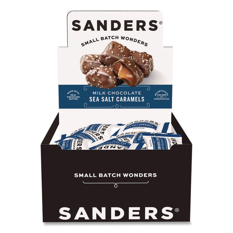 Small Batch Wonders Snack-Size Milk Chocolate Sea Salt Caramels, 0.5 oz Individually Wrapped, 48/Box