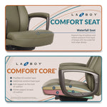 Arcadian Bonded Leather Executive Chair, Supports Up to 275 lb, 19" x 22" Seat Height, Olive Back/Seat, Gray/Black Base