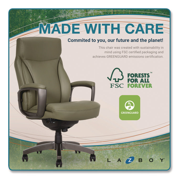 Arcadian Bonded Leather Executive Chair, Supports Up to 275 lb, 19" x 22" Seat Height, Olive Back/Seat, Gray/Black Base