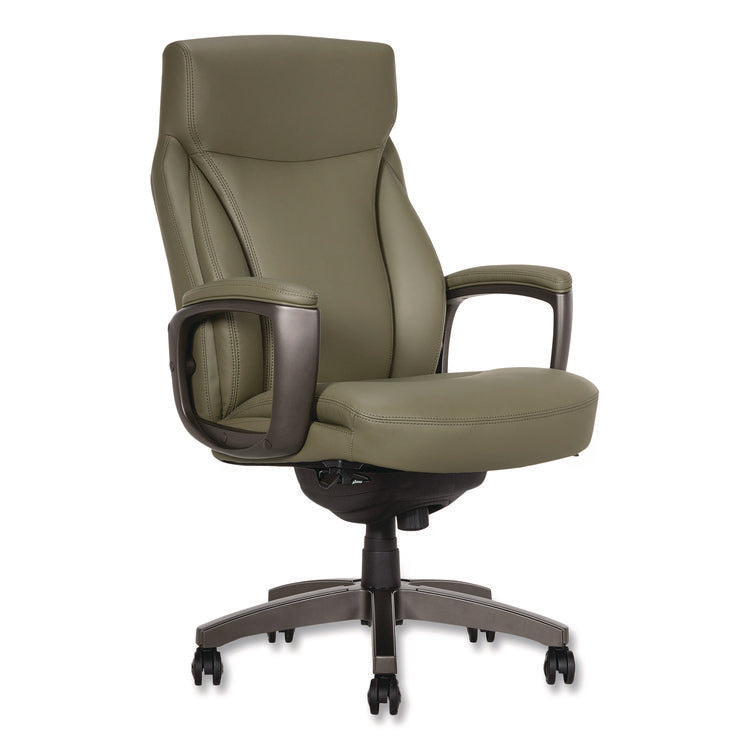 Arcadian Bonded Leather Executive Chair, Supports Up to 275 lb, 19" x 22" Seat Height, Olive Back/Seat, Gray/Black Base