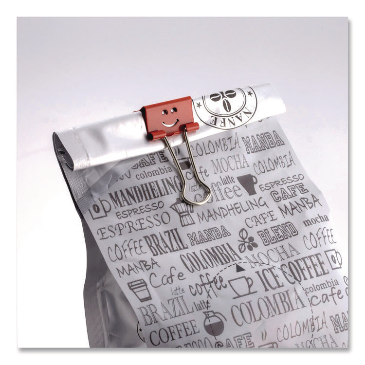 Smiling Face Binder Clips, Small, Assorted Colors, 42/Pack