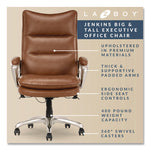 Jenkins Executive Big and Tall Chair, Supports Up to 400 lb, 20" to 23" Seat Height, Brown Seat/Back, Silver/Black Base