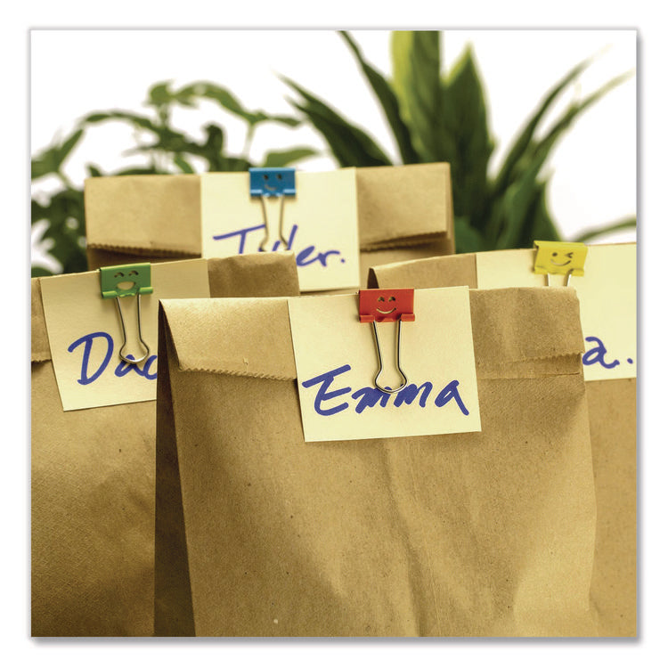 Smiling Face Binder Clips, Small, Assorted Colors, 42/Pack