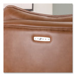 Jenkins Executive Big and Tall Chair, Supports Up to 400 lb, 20" to 23" Seat Height, Brown Seat/Back, Silver/Black Base