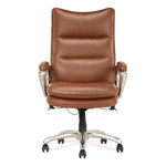 Jenkins Executive Big and Tall Chair, Supports Up to 400 lb, 20" to 23" Seat Height, Brown Seat/Back, Silver/Black Base