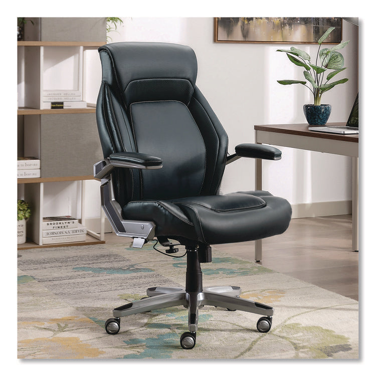 Meyer Bonded Leather Executive Chair, Supports Up to 275 lb, 19" x 22.75", Navy Seat, Navy/Back, Silver Base