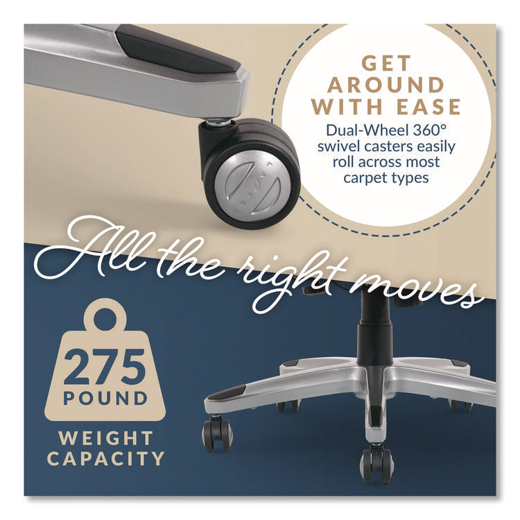 Meyer Bonded Leather Executive Chair, Supports Up to 275 lb, 19" x 22.75", Navy Seat, Navy/Back, Silver Base