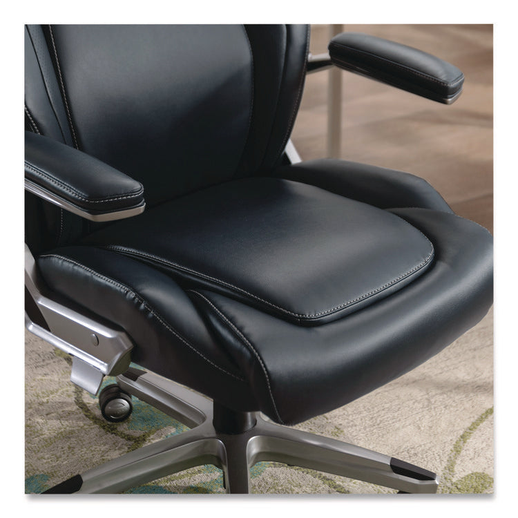 Meyer Bonded Leather Executive Chair, Supports Up to 275 lb, 19" x 22.75", Navy Seat, Navy/Back, Silver Base