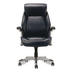 Meyer Bonded Leather Executive Chair, Supports Up to 275 lb, 19" x 22.75", Navy Seat, Navy/Back, Silver Base