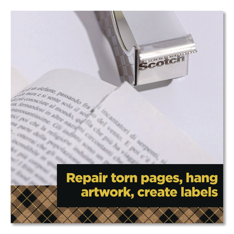 Stainless Steel Refillable Tape Dispenser with 2 Rolls 0.75" x 550" Tape